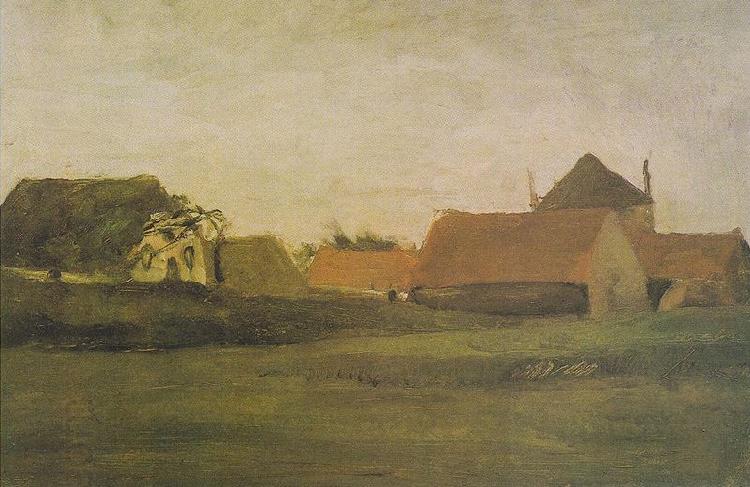 Vincent Van Gogh Farmhouses in Loosduinen at The Hague in the dawn oil painting picture